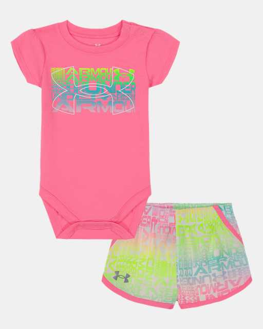 Newborn Girls' UA Wordmark Ombre Shorts Set